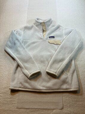 Patagonia Polartec Snap Closure Fleece Pullover Cream Quarter Snap Women M